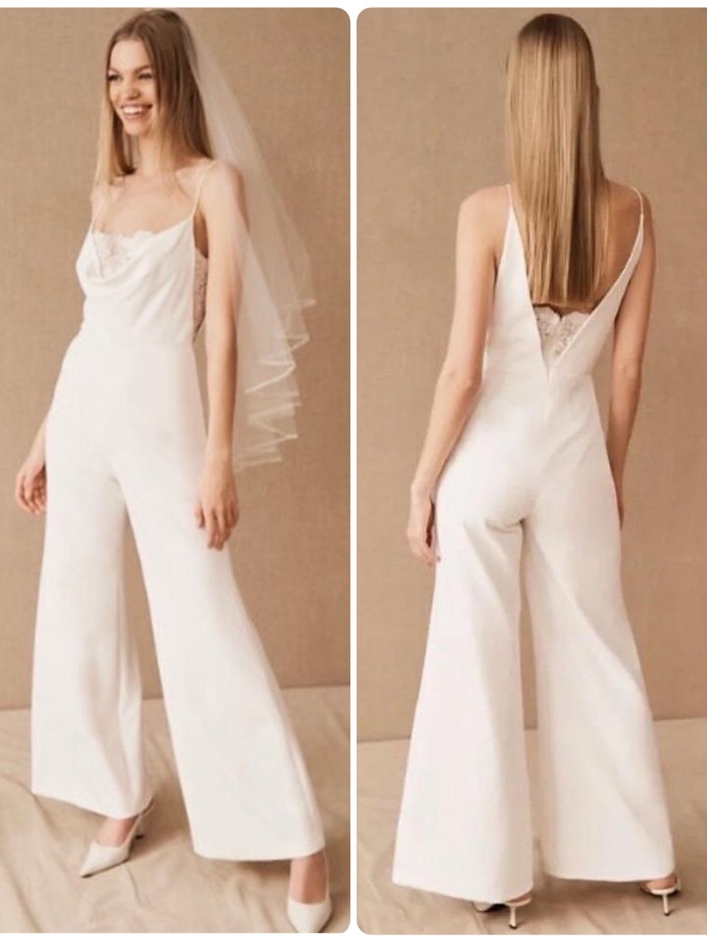 SACHIN & BABI Carrie Lace Insert Wide-Leg Bridal Collection Jumpsuit NWT $795